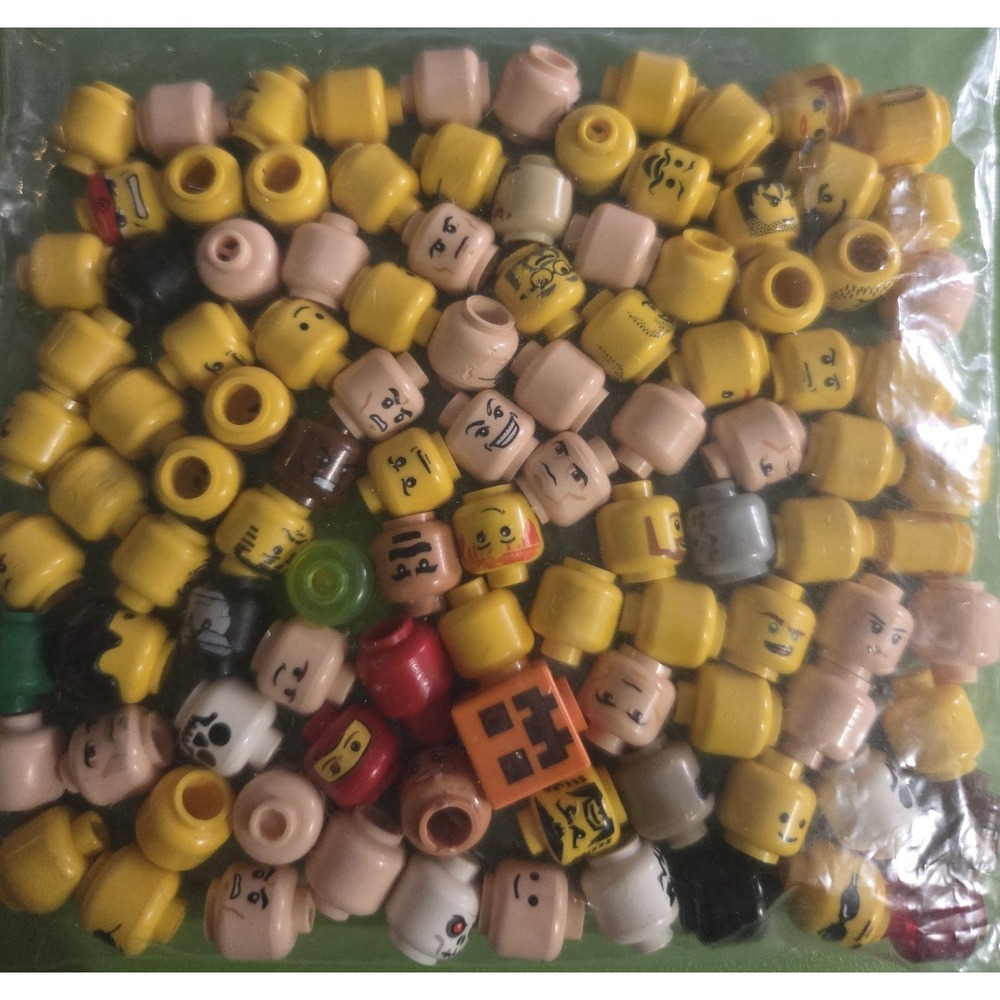 LEGO Large Lot Of 104 Minifigure Head Pieces Mostly Yellow Random Faces